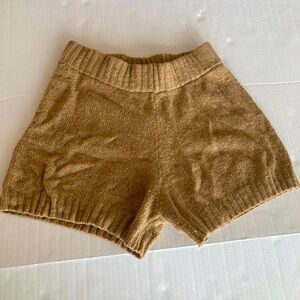 Zara Sweater Knit Shorts High Waisted Wool Blend Dark Tan Women’s Size Large